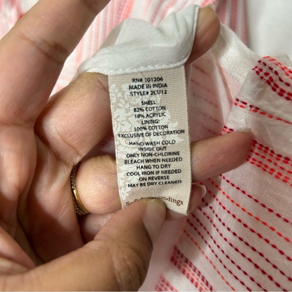 Soft Surroundings Striped Pink Blouse with Embroidery Size L - Picture 4 of 6